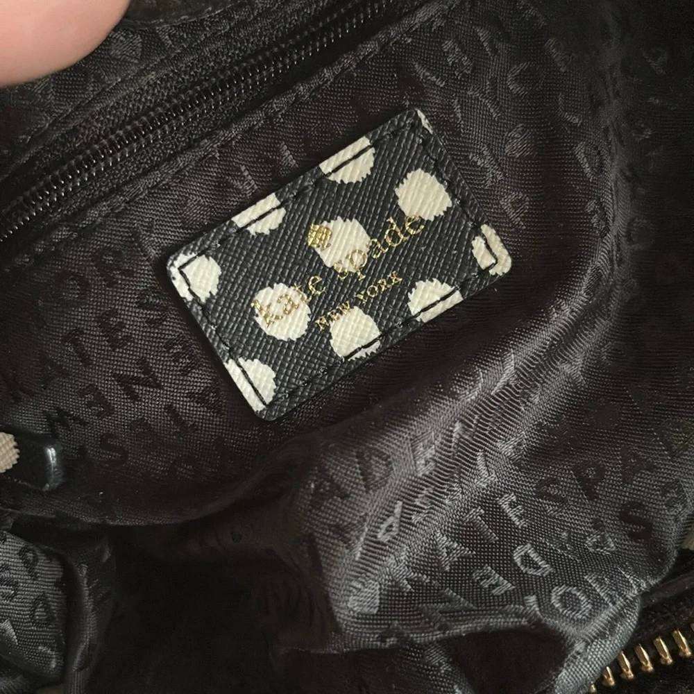 Kate Spade Black & White Dotted Handbag Crossbody Purse Evangelie Laurel Satchel
